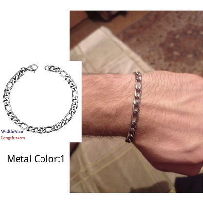 LUXUKISSKIDS Stainless Steel Couple Men/Woman Bracelets Fashion Curb Cuban Link Chains On Hand Rock Bracelet Wrist Jewelry Gifts