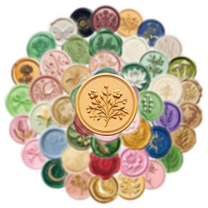 10/30/60pcs Retro Transparency Wax Seal Stamp Stickers Funny Diary Laptop Phone Case Journal Decoration Graffiti Sticker Decal