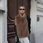 Autumn Winter Turtleneck Eco Mink Fur Tank Tops Sleeveless Jacket Coat New Fashion Faux Fur Sable Vest Crop Top