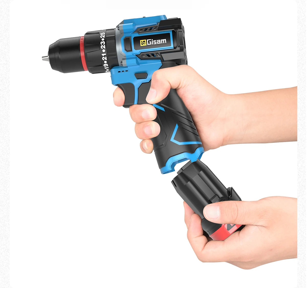 Gisam 95NM Brushless Electric Impact Drill 25+3 Torque 3 in 1 Cordless Electric Screwdriver Portable Power Tools For Home Woodwo