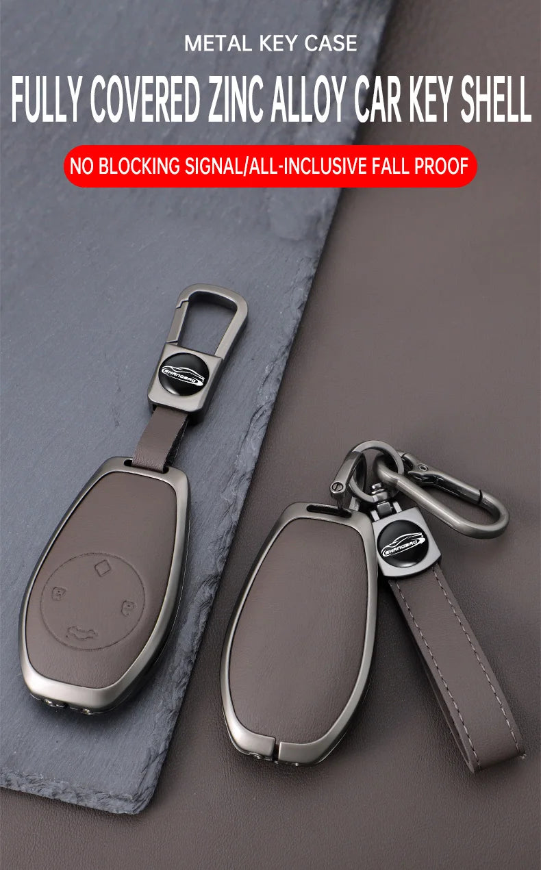 Zinc alloy+leather car remote key set, suitable for Leapmotor C16 C11 C10 C01 B10 T03 S01 car keychain key set chain accessories