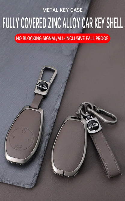 Zinc alloy+leather car remote key set, suitable for Leapmotor C16 C11 C10 C01 B10 T03 S01 car keychain key set chain accessories