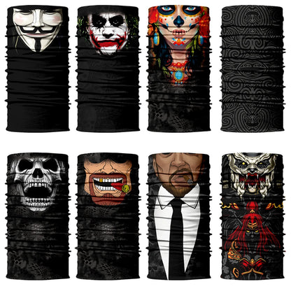 Seamless Snood Bandana Multifunctional Headwear Outdoor Sports Sun Protection Cycling Scarf Fishing Halloween Unisex Neck Mask