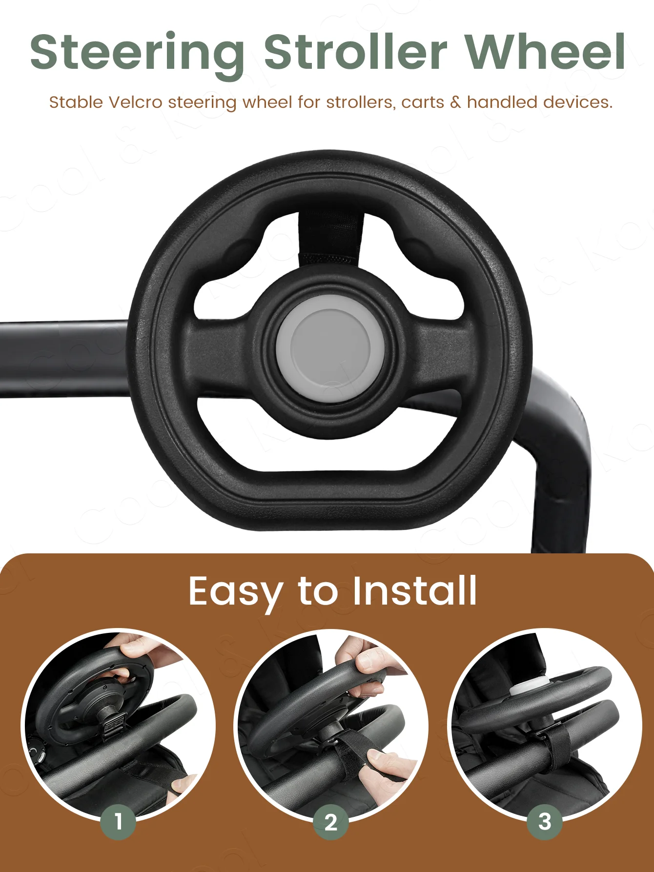 Stroller Steering Wheel  Fun Honking & 360° Rotation to Engage & Calm Fussy Riders, Easy-Attach Design