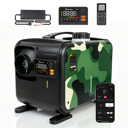 8KW Portable Horizontal Diesel Air Heater 12V Bluetooth LCD Adapter For Car Truck RV Camper Motorhome Campinging Home Heating