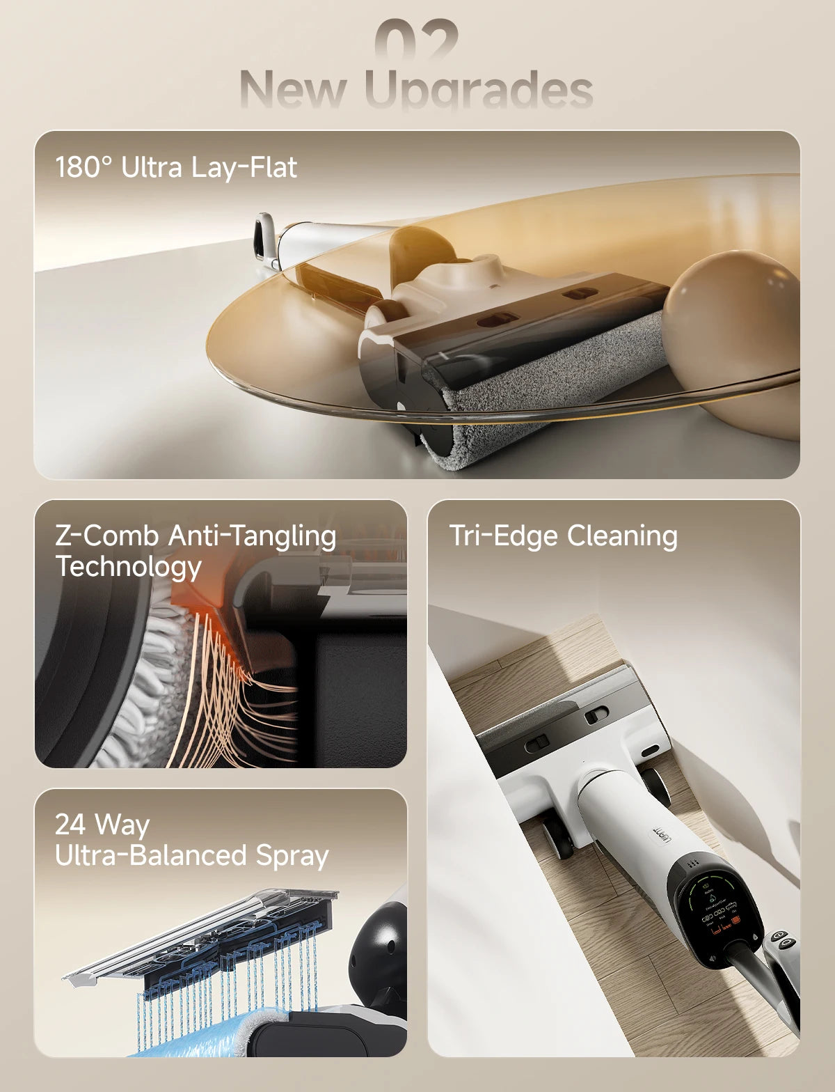 UWANT D500 Wet Dry Vacuum Cleaner 17000Pa Suction 180°Lay-Flat Cordless Mop AI Self-Cleaning 65°C Drying Triple-Sided Edge