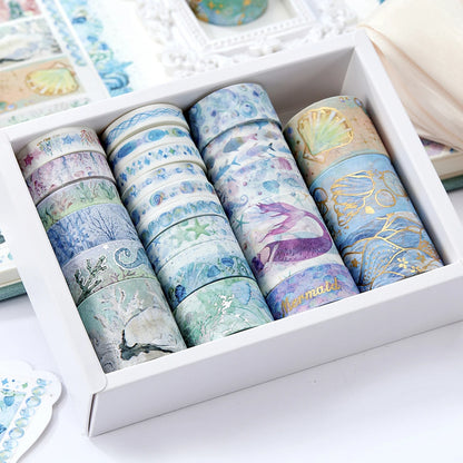 24 Rolls/Box Oil Painting Theme Washi Tape Set, Gilded Style Design Decorative Handmade DIY Decoration Materials Tape