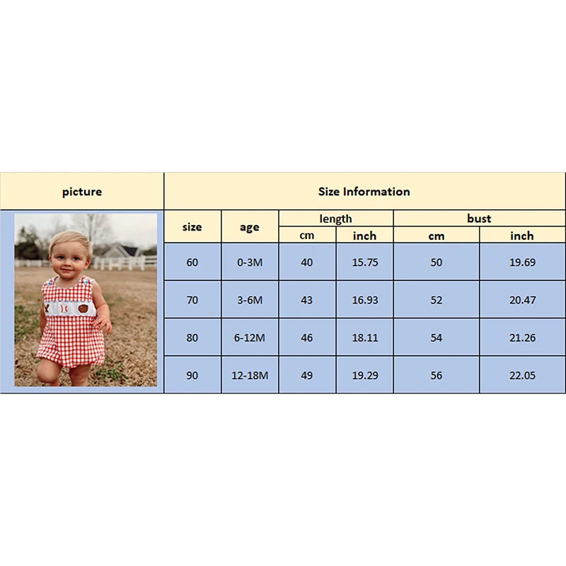 Newborn Baby Boy Girl Baseball Outfit Sleeveless Overalls Romper Smocked Baseball Bubble Summer Plaid Bodysuit