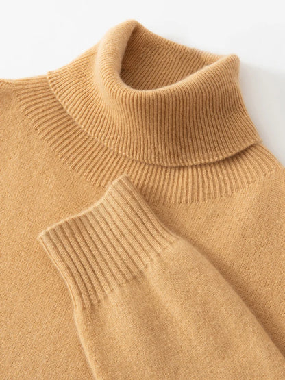 Men's Turtleneck 100% Cashmere Sweater Autumn Winter Basic Long Sleeve Pullover Cashmere Knitwear Soft Warm Comfy Clothing