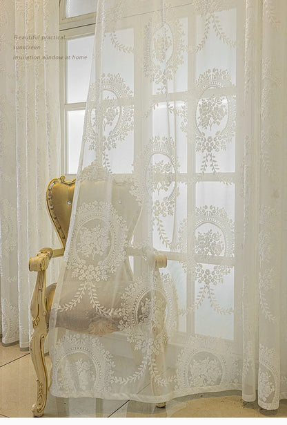 French Romantic Gauze Curtain Minimalist White Transparent Curtain Luxury Living Room Decoration Curtains Bedroom Curtain rideau