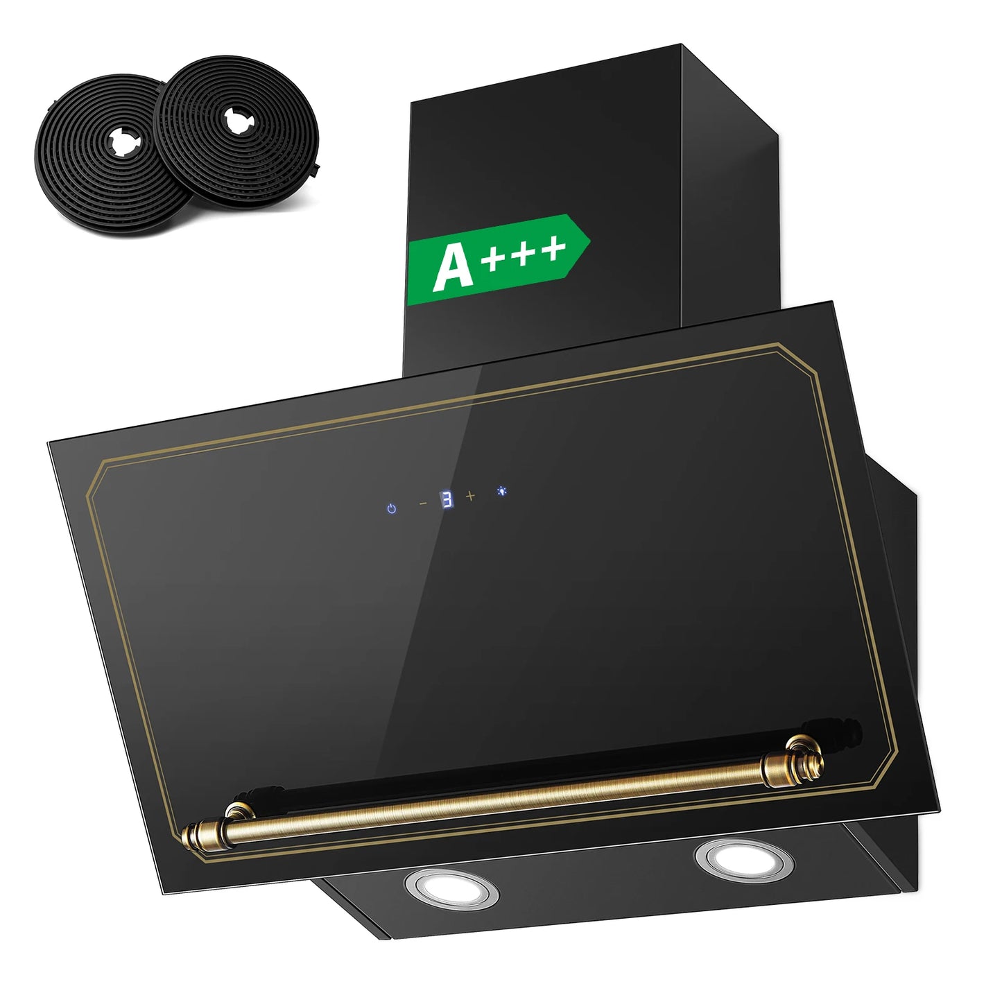 60cm Wall Hood - 400m³/h Suction, A+++ Energy, LED Lights, Dual Filter System, Retro Design‌