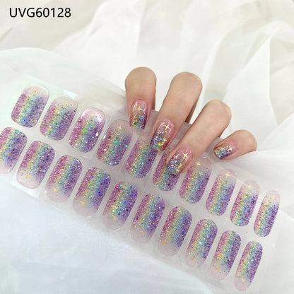 16/20/22Tips Semi-Cured Gel Nail Wraps Full Cover Manicure DIY Waterproof Long Lasting Gel Nail Stickers set for UV Lamp Need