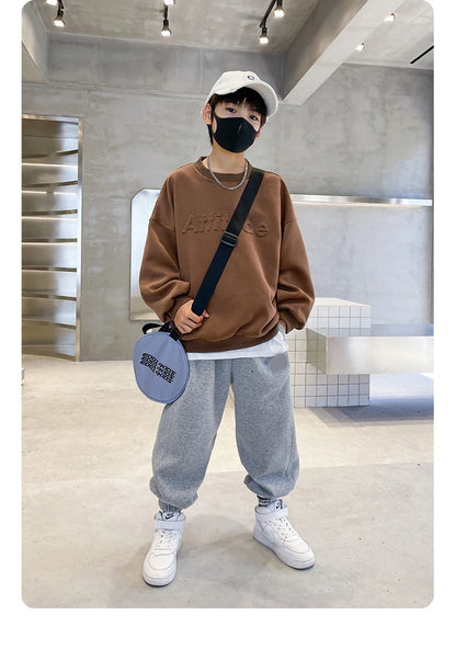 5-14 Years Teenager Boys Clothing Sets Spring Autumn New Fashion Letter Sweatshirt + Pants 2Pcs Tracksuit Suits For Kids Clothes
