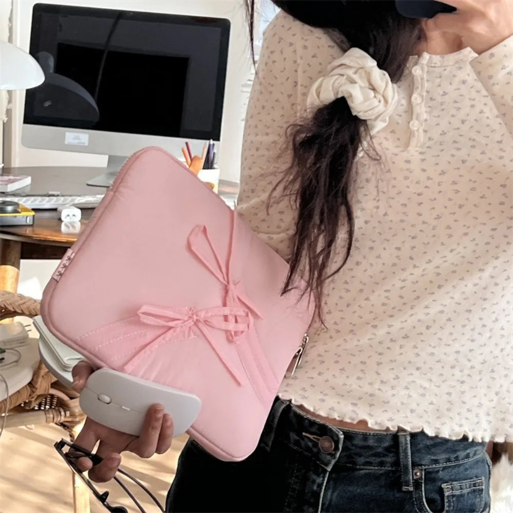 New 11/13/15.6 inch Laptop Sleeve Case Shockproof Bowknot Notebook Cover Ultra Thin Large Capacity Tablet Protective Pouch