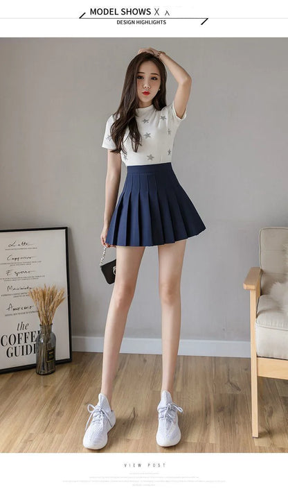 Preppy Style Women Pleated Skirt High Waist A-Line Mini Skirt School Girl Skirt JK Uniform Skirt Skater Skirt Black Plus Size