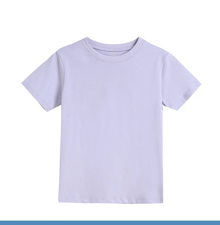 2-16 Years Summer Kids Boys Girls T-shirts Solid Cotton Breathable Teenager Short Tops Children's Tees Casual Shirt Baby Clothes