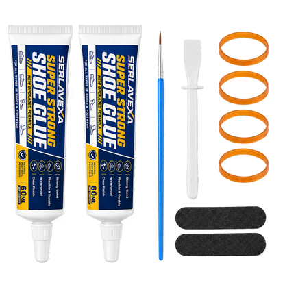 2PCS 60ml Shoe Sole Adhesive Repair Kit with Applicator Tools for Sneakers Boots Leather Rubber Canvas Flexible Footwear Fix