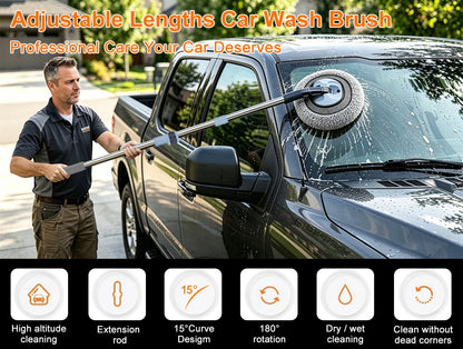 Car Wash Brush Long Handle Car Cleaning Brush Soft Hair Chenille Broom for Home Floor Window Telescopic Windshield Car Wash Mop