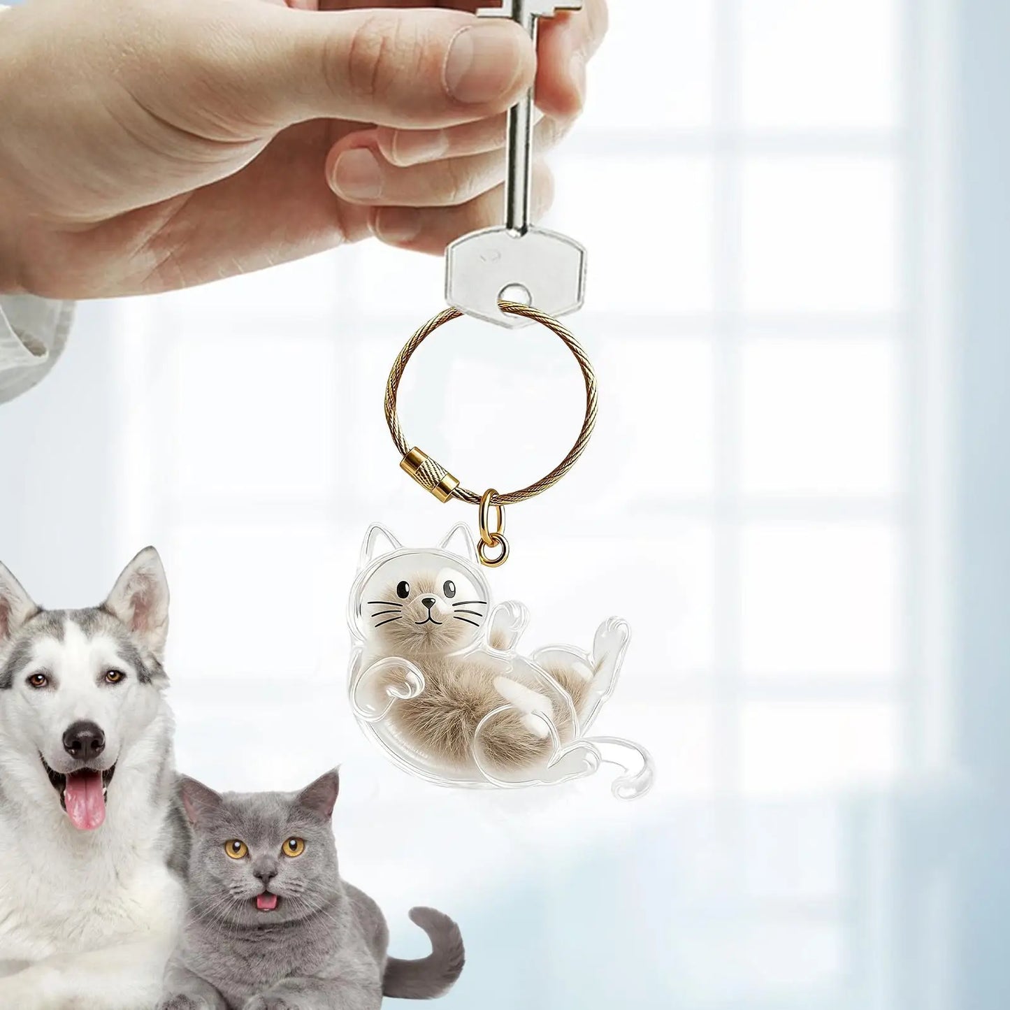 2x3x6cm Pet Hair Keychain Holder, Portable Cat Dog F ur Pendant For Bag, Keepsake Key Ring For Backpack Purse Wallet, Cute Gift