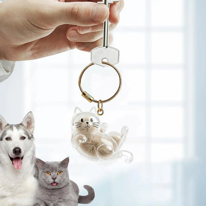 2x3x6cm Pet Hair Keychain Holder, Portable Cat Dog F ur Pendant For Bag, Keepsake Key Ring For Backpack Purse Wallet, Cute Gift