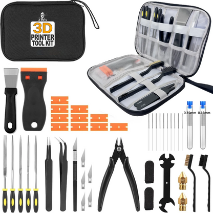36Pcs 3D Printer Tools Kit with Storage Case, Scrapers Deburring Tool Files Brushes Hand Drill Tweezers for Bambu Lab Ender Kobr