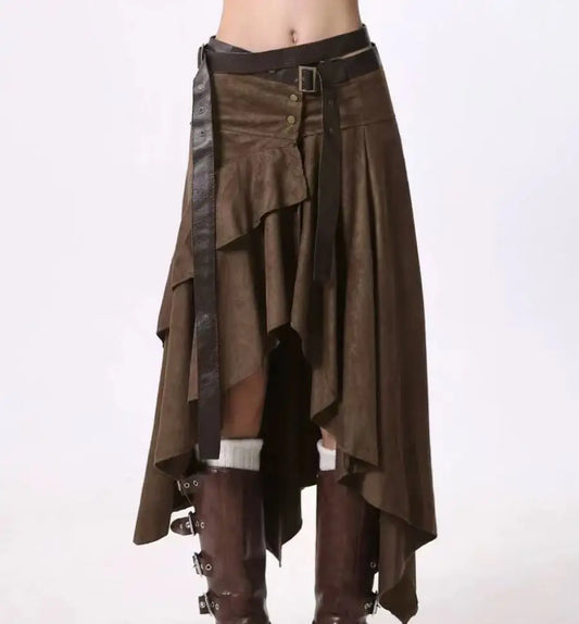 New In Autumn 2025 Trend Streetwear Y2K Skirts For Women's A Line Irregular Patchwork Long Skirts Faldas Woman Clothing