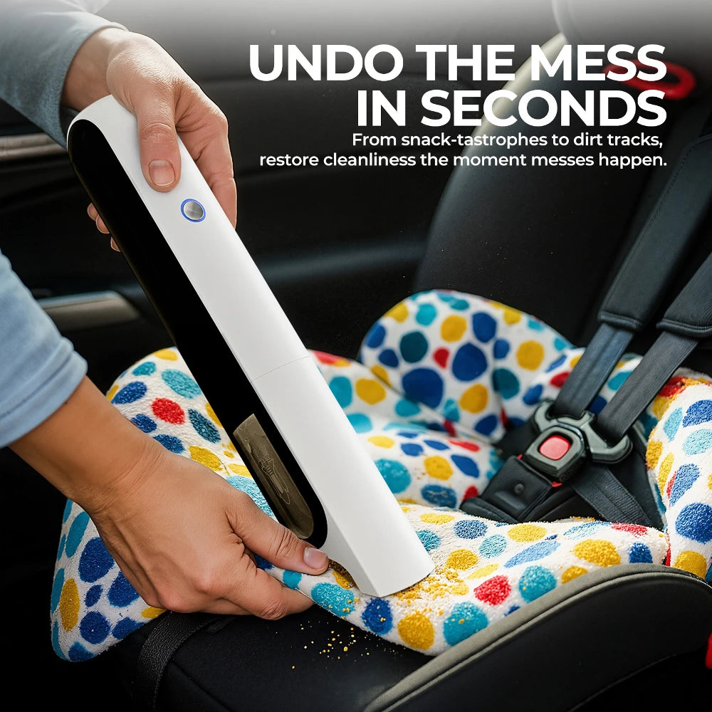 Handheld Vacuum Cleaner with LED Light, Portable Car Cordless Vacuum Cleaner with Powerful Suction and 7 Nozzles, Blowing, White