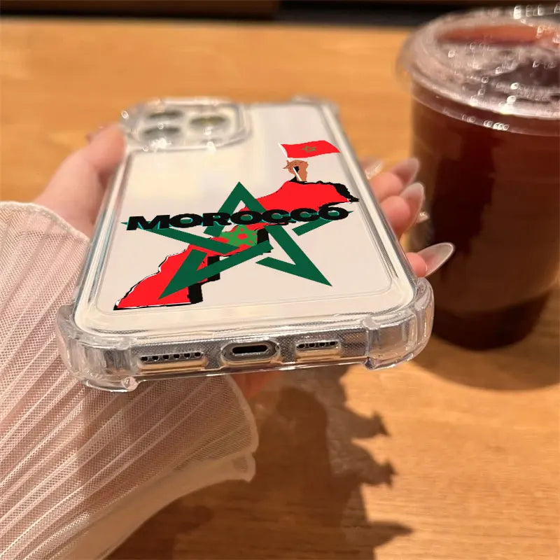 Morocco Flag Passport Coat Phone Case Clear For iPhone 17 16 14 15 11 12 13 Pro Max 16E 15 16 Plus 17 Air Soft Shockproof Cover