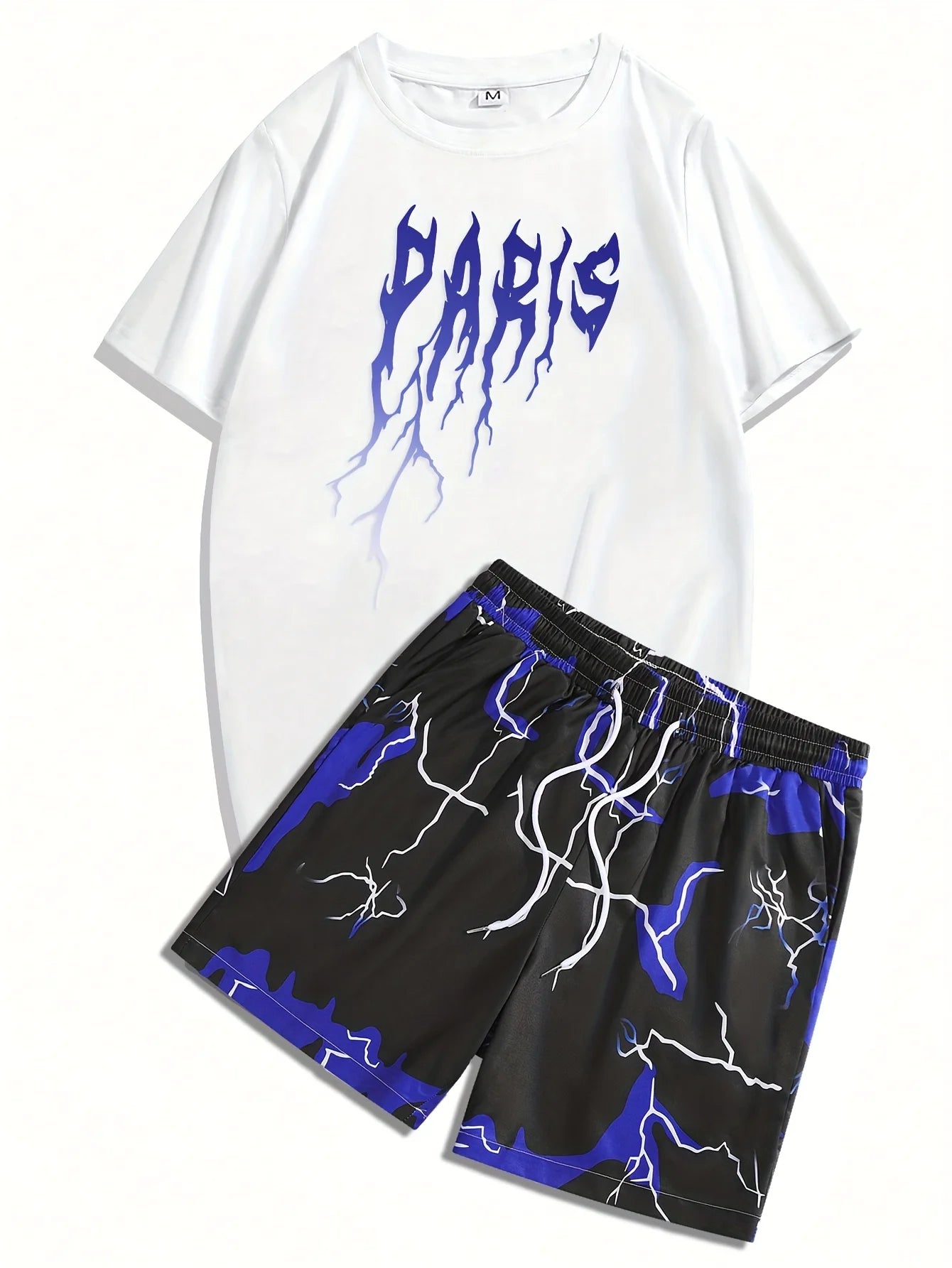 2026 Summer Casual Short-Sleeve Fashionable Breathable Sports Set Loose-Fit Quick-Dry Men's Short-Sleeve Hip-Hop Bear Print Set