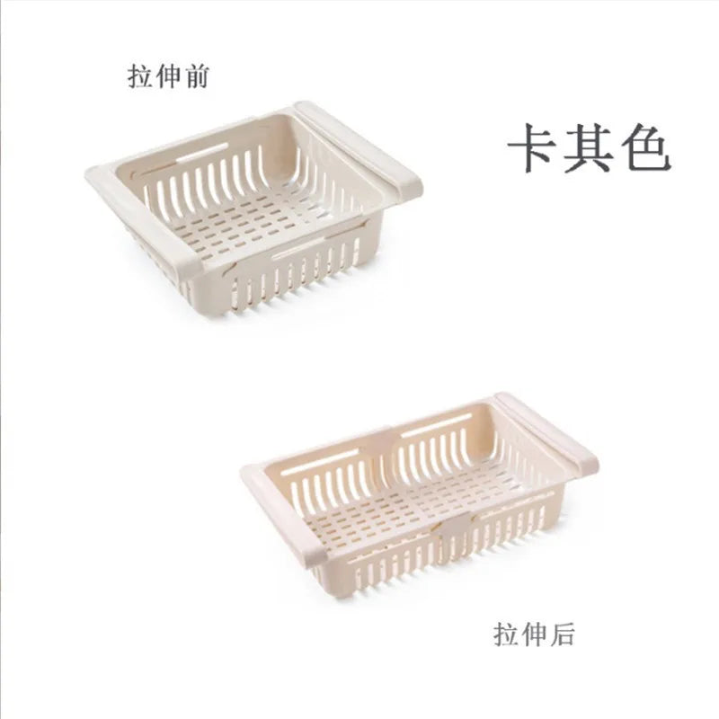 1Pc Refrigerator Storage Basket Flexible Expandable Fridge Organizer Drawer Storage Rack Storage Fresh Box Freezer Box Storage