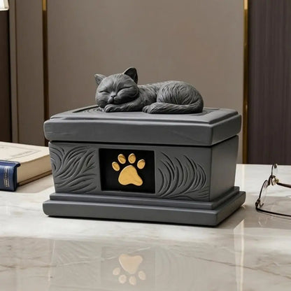 Sleeping Cat Pet Urn Cats Dogs Memorial Cremation Keepsake Urn Pet Ash Holder Container Box Pet Loss Sympathy Gift