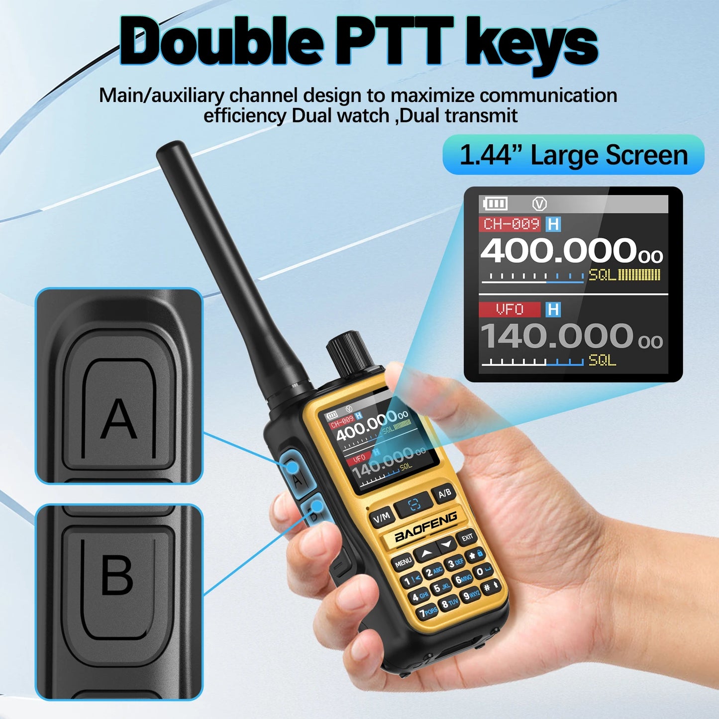 BAOFENG UV-5R Mini Full Band Walkie Talkie Bluetooth Programming Wireless Copy Frequency Type-C Long Range Ham Radio for Camping