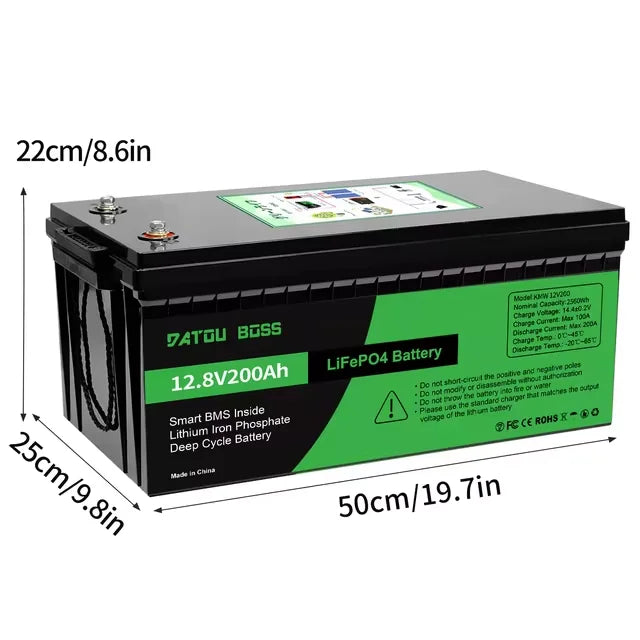 DATOUBOSS 12V100Ah Deep Cycle Lithium Iron Phosphate Battery Built-in Intelligent BMS For RV Golf Cart Boat Solar System NO TAX