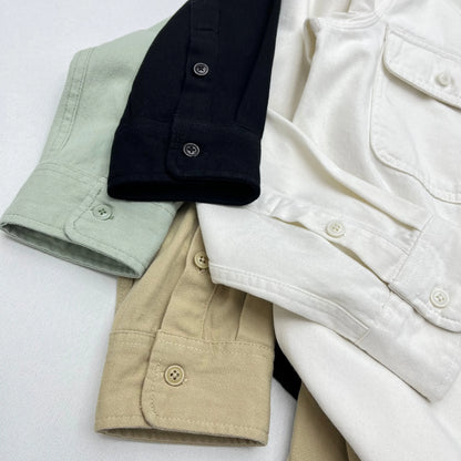Autumn New Japanese Retro Heavyweight Twill Long-Sleeve Turn-down Collar 100% Cotton Shirt Men's Fashion Washed Casual Blouses