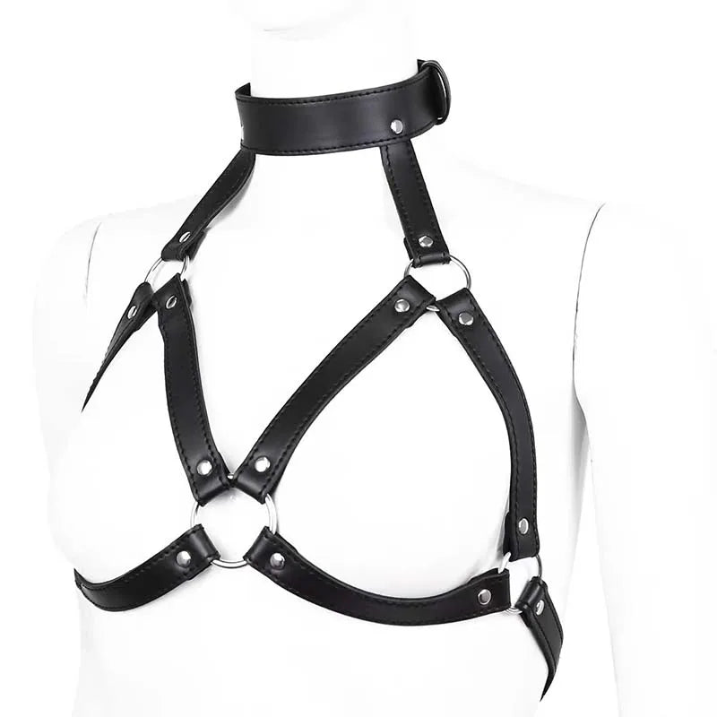 Sexy Leather Body Harness Belt with Mask BDSM Bondage Lingerie Chest Harness Strap for Enhanced Sensation