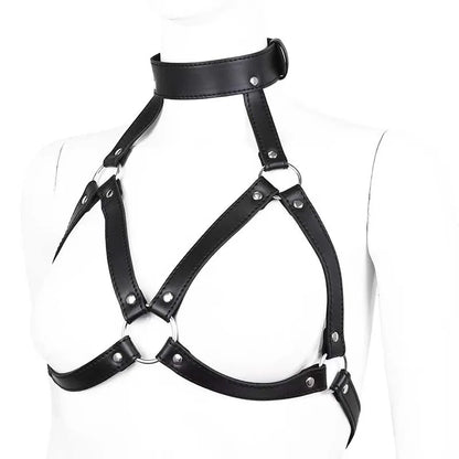 Sexy Leather Body Harness Belt with Mask BDSM Bondage Lingerie Chest Harness Strap for Enhanced Sensation