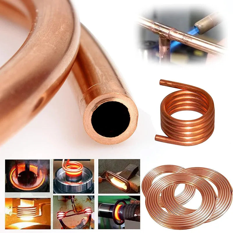 1M Soft Copper Tube Coil OD 2/3/4/5/6/8/10/12mm 99.9%Pure Coppers Wire Pipe Airs Conditioner Cooling DIY Crafts