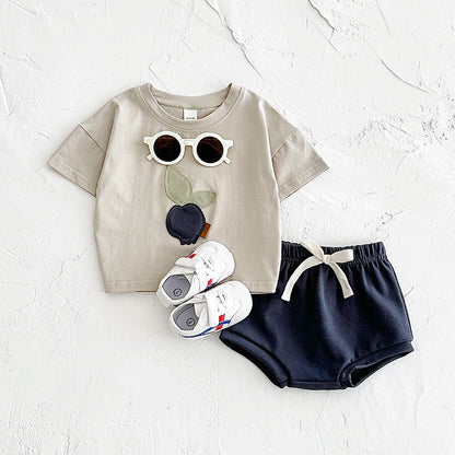 Newborn Summer Baby Clothes 2PCS Infant Toddler Set Fruit Lemon Print Round Neck T-shirt+Shorts Boys Girls Outfit Set 1-3Y