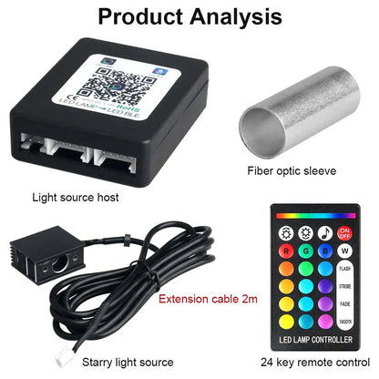 RGBW 1/2/4 split machine Car Roof Star Light APP Control Fiber Optic Star Ceiling Light Starry Sky ceiling for Car Home