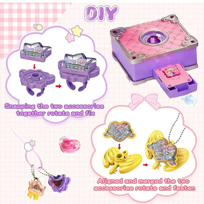 Chriyungel DIY Jewelry Making Kit for Girls 3D Magic Bracelets Rings Keychains Creative Craft Box Set Xmas Birthday Gift for Kid