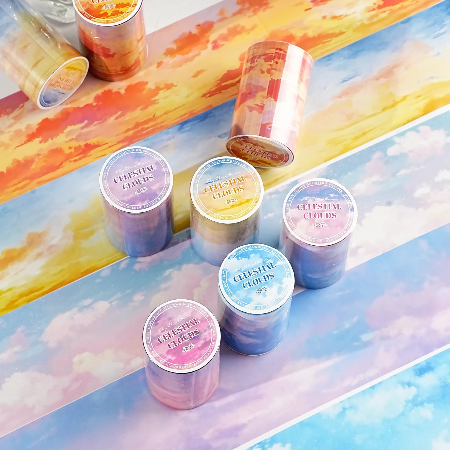 60mm X 2m Colorful Clouds Washi Tape for DIY Scrapbooking Planner Diary Aesthetic Masking Tape Stationery Office Supplies