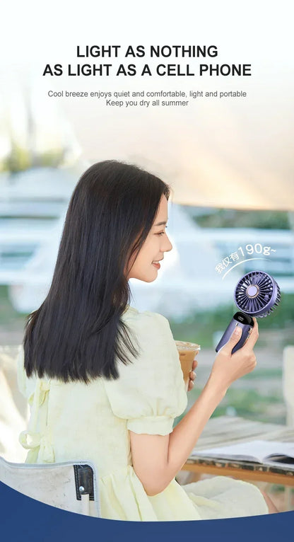 Mini Portable Handheld Fan Foldable Neck Hanging Fans 5 Speed USB Rechargeable Fan with Phone Stand and Display Screen 1800mAh