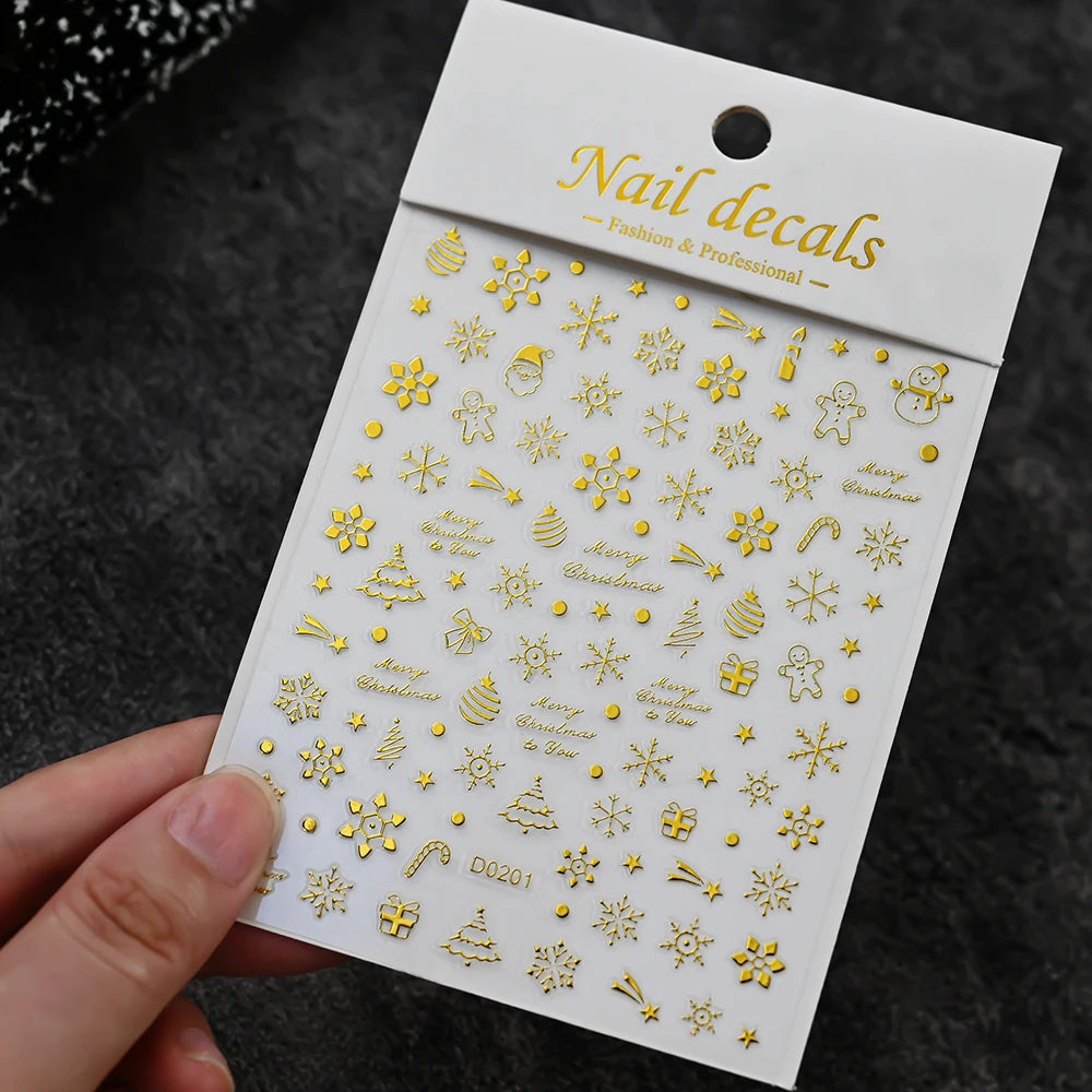 Winter Christmas Atmosphere Nail Stickers Snowman Snowflake Wapiti Self-adhesive High Quality Cute Nail Stickers Nail Art Deco