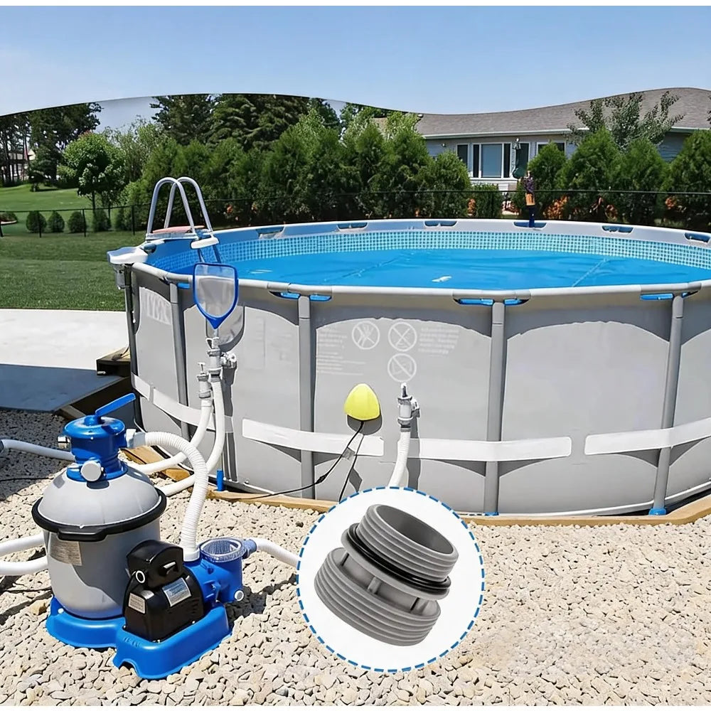 Swimming Pool Pump Filter Adapter 40mm To 1.5 Inch, Plumbing Hose Fitting Kit with 4 Connectors, 4 O-Rings and 2 Rolls PTFE Tape for Above Ground Pool Pipe Conversion