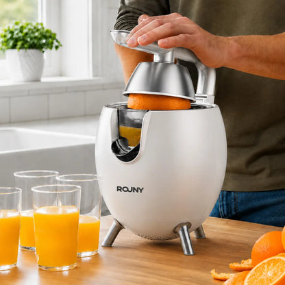 ROUNY Electric Citrus Juicer, Orange and Lemon Press with Stainless Steel Spout, BPA-Free Parts and Easy-Clean Design