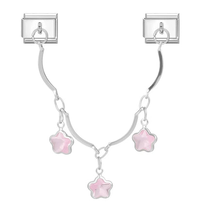 Tassel Chain Butterfly Flowers Star Moon Heart Zircon Italian Charm Links Fit 9mm Bracelet Stainless Steel DIY Jewelry Making