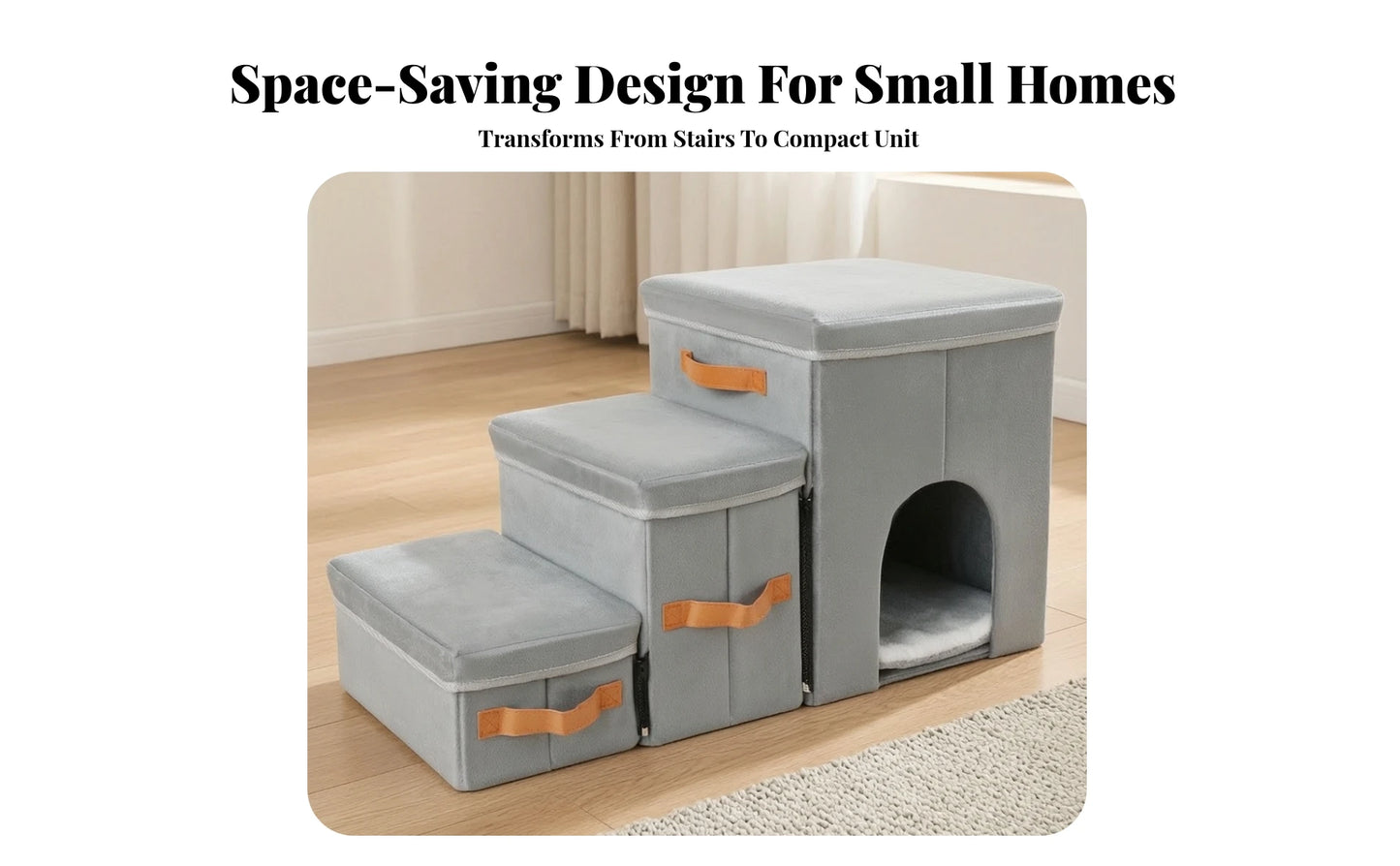 Pet Stairs with House Portable Pet Stairs with Storage Dog Steps with Storage Sturdy Furniture Cozy for Small Dogs, Sofa, Bed
