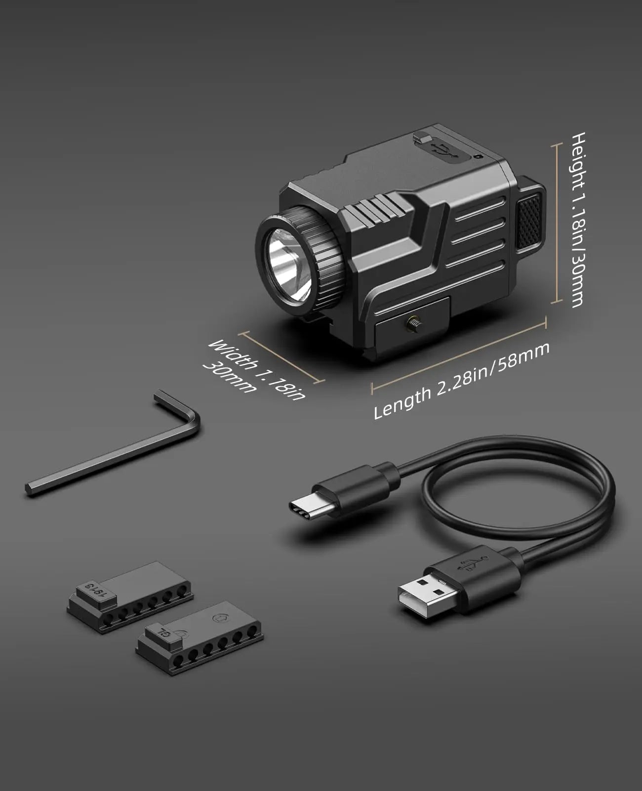 EZshoot Tactical Flashlight Compact LED Light Compatible with Picatinny and GL Rails Rechargeable & Strobe for Pistol Hunting