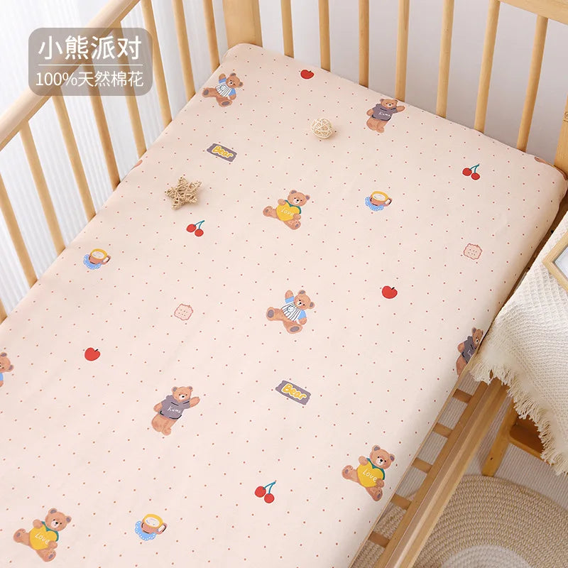 1pcs 130*70CM Breathable Cotton Fitted Crib Sheets for Baby Crib Mattress Cover Soft Bedding Set of Solid Color Infant Bed Sheet