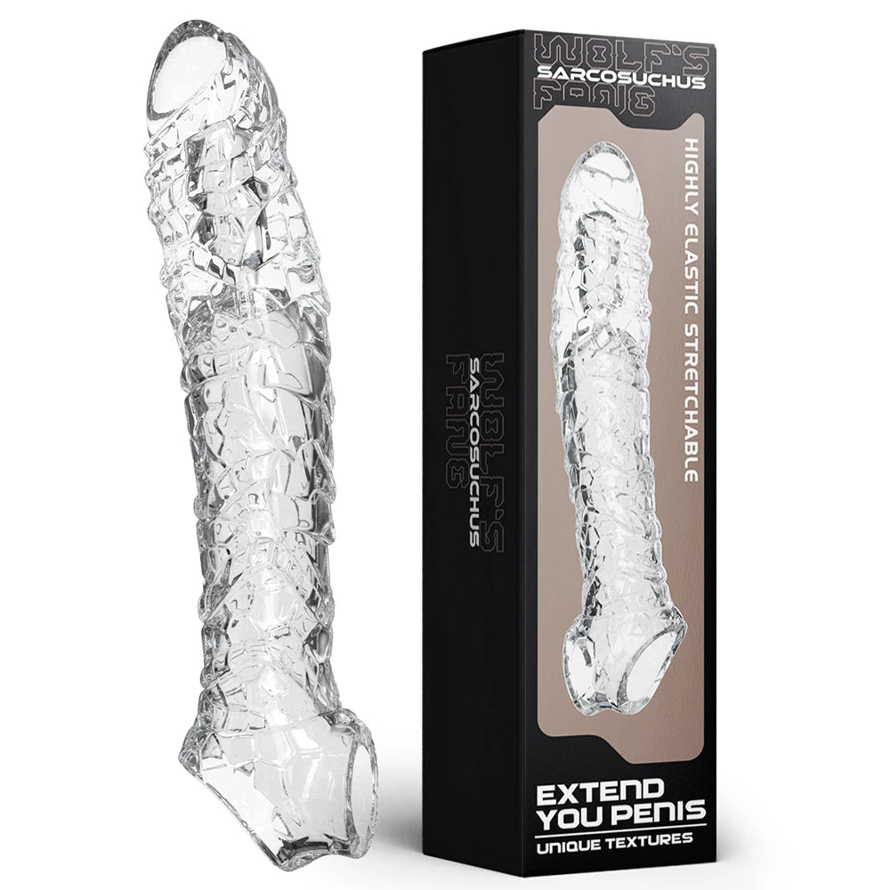 Penis Extension Sleeve Vibration Extend Adult Sex Toys Reusable Penis Sleeve Delay Ejaculation Dick Sleeve Sex toys for Men 18+